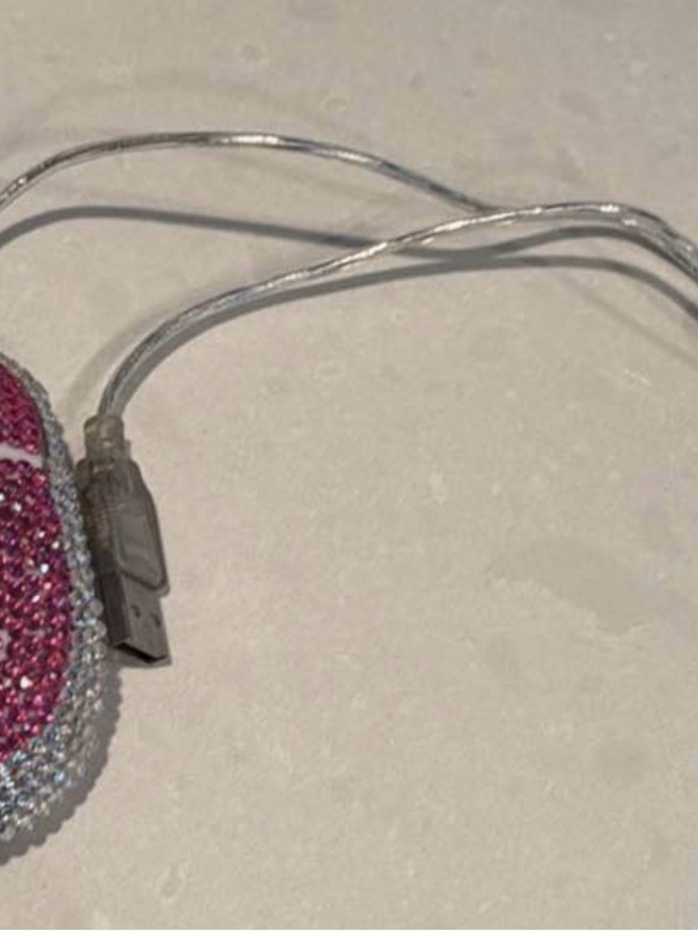 Crystal Embellished Pink USB Computer Mouse - Women Accessories